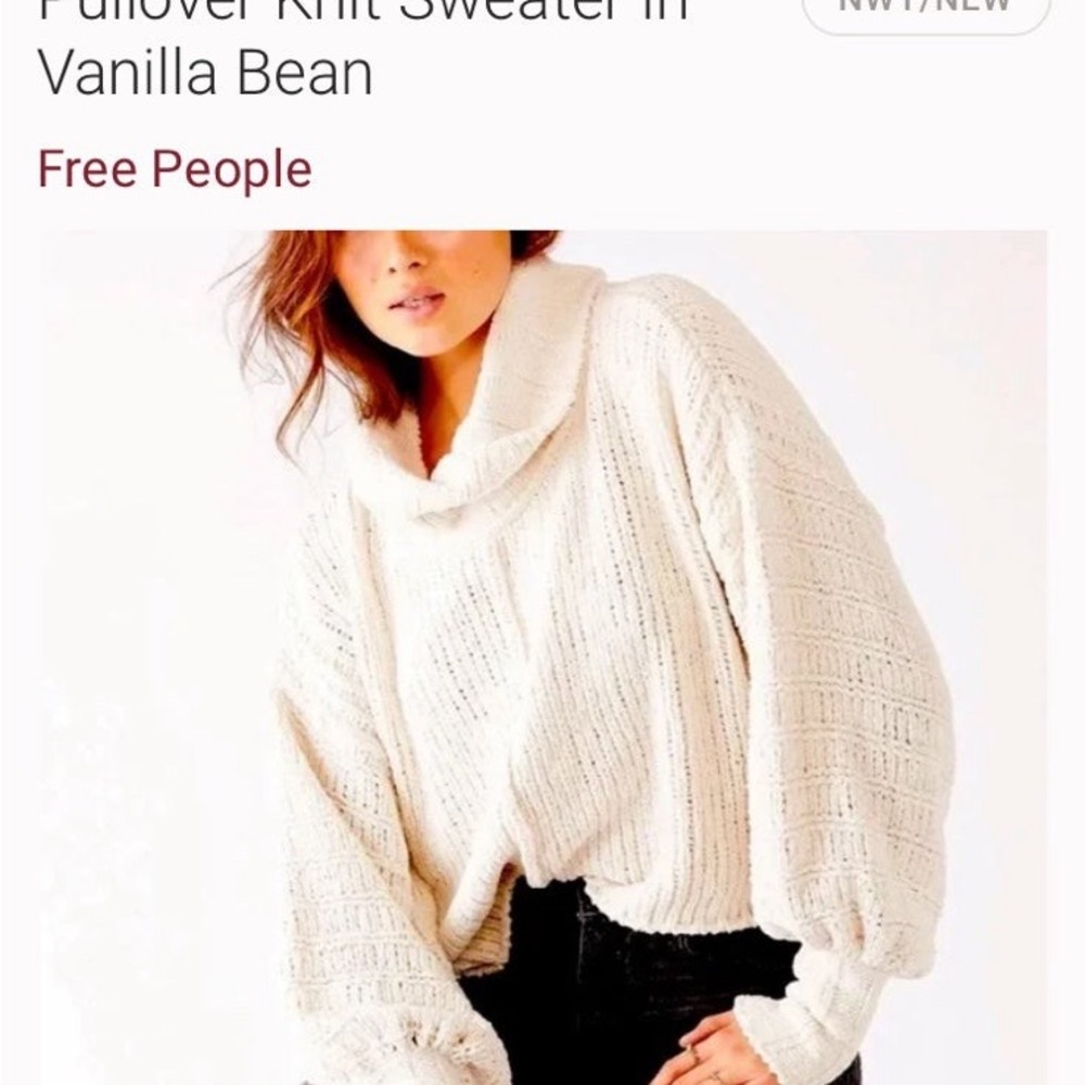 Free People Cream be yours Cowl Neck pullover Sweater